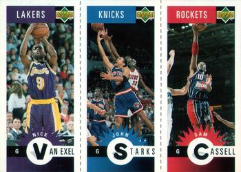 1996-97 Collector's Choice French - Mini-Cards Panels #M40 / M55 / M30 Nick Van Exel / John Starks / Sam Cassell Front