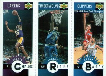 1996-97 Collector's Choice French - Mini-Cards Panels #M41 / M50 / M36 Cedric Ceballos / Isaiah Rider / Brent Barry Front