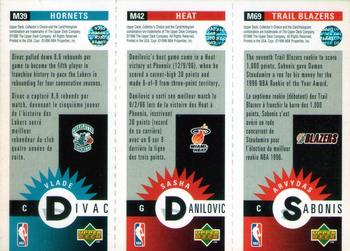 1996-97 Collector's Choice French - Mini-Cards Panels #M69 / M42 / M39 Arvydas Sabonis / Sasha Danilovic / Vlade Divac Back