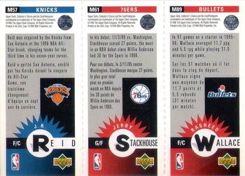 1996-97 Collector's Choice French - Mini-Cards Panels #M89 / M61 / M57 Rasheed Wallace / Jerry Stackhouse / J.R. Reid Back