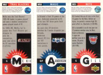 1996-97 Collector's Choice French - Mini-Cards Panels #M51 / M58 / M67 Kendall Gill / Nick Anderson / Aaron McKie Back
