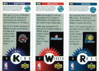 1996-97 Collector's Choice French - Mini-Cards Panels #M21 / M88 / M79 Jalen Rose / Chris Webber / Jimmy King Back