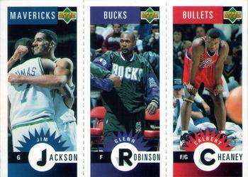 1996-97 Collector's Choice French - Mini-Cards Panels #M20 / M47 / M90 Jim Jackson / Glenn Robinson / Calbert Cheaney Front