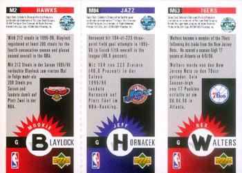 1996-97 Collector's Choice German - Mini-Cards Panels #M63 / M84 / M2 Rex Walters / Jeff Hornacek / Mookie Blaylock Back