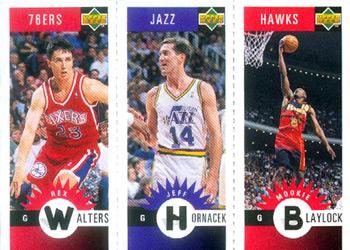 1996-97 Collector's Choice German - Mini-Cards Panels #M63 / M84 / M2 Rex Walters / Jeff Hornacek / Mookie Blaylock Front