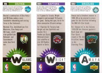 1996-97 Collector's Choice German - Mini-Cards Panels #M87 / M81 / M6 Ashraf Amaya / Sharone Wright / Eric Williams Back