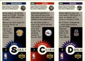 1996-97 Collector's Choice German - Mini-Cards Panels #M45 / M62 / M28 Sherman Douglas / Derrick Coleman / Rony Seikaly Back