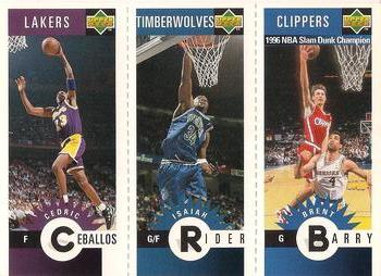 1996-97 Collector's Choice German - Mini-Cards Panels #M41 / M50 / M36 Cedric Ceballos / Isaiah Rider / Brent Barry Front