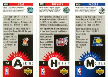 1996-97 Collector's Choice German - Mini-Cards Panels #M35 / M32 / M44 Derrick McKey / Robert Horry / Keith Askins Back