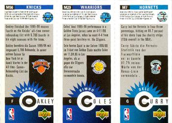 1996-97 Collector's Choice German - Mini-Cards Panels #M7 / M29 / M56 Dell Curry / Bimbo Coles / Charles Oakley Back