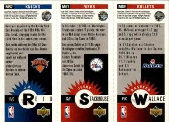 1996-97 Collector's Choice German - Mini-Cards Panels #M89 / M61 / M57 Rasheed Wallace / Jerry Stackhouse / J.R. Reid Back