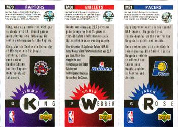 1996-97 Collector's Choice German - Mini-Cards Panels #M21 / M88 / M79 Jalen Rose / Chris Webber / Jimmy King Back