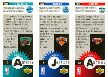 1996-97 Collector's Choice German - Mini-Cards Panels #M1 / M9 / M85 Stacey Augmon / Larry Johnson / Greg Anthony Back