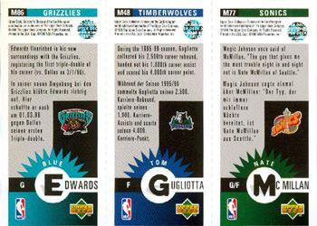 1996-97 Collector's Choice German - Mini-Cards Panels #M77 / M48 / M86 Nate McMillan / Tom Gugliotta / Blue Edwards Back