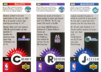 1996-97 Collector's Choice German - Mini-Cards Panels #M20 / M47 / M90 Jim Jackson / Glenn Robinson / Calbert Cheaney Back