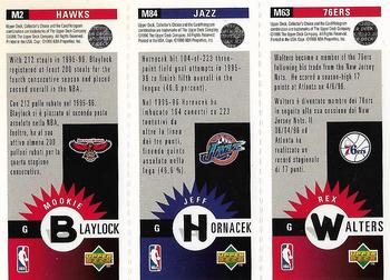 1996-97 Collector's Choice Italian - Mini-Cards Panels #M63 / M84 / M2 Rex Walters / Jeff Hornacek / Mookie Blaylock Back