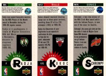 1996-97 Collector's Choice Italian - Mini-Cards Panels #M76 / M12 / M5 Detlef Schrempf / Toni Kukoc / Dino Radja Back