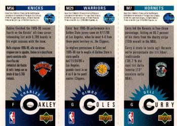 1996-97 Collector's Choice Italian - Mini-Cards Panels #M7 / M29 / M56 Dell Curry / Bimbo Coles / Charles Oakley Back