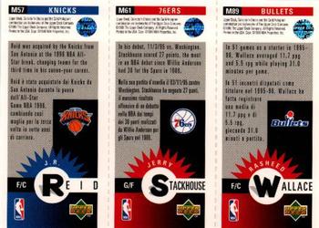 1996-97 Collector's Choice Italian - Mini-Cards Panels #M89 / M61 / M57 Rasheed Wallace / Jerry Stackhouse / J.R. Reid Back
