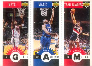 1996-97 Collector's Choice Italian - Mini-Cards Panels #M51 / M58 / M67 Kendall Gill / Nick Anderson / Aaron McKie Front