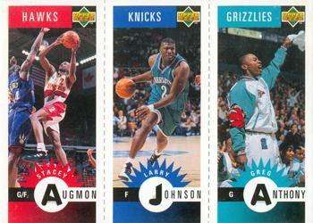 1996-97 Collector's Choice Italian - Mini-Cards Panels #M1 / M9 / M85 Stacey Augmon / Larry Johnson / Greg Anthony Front