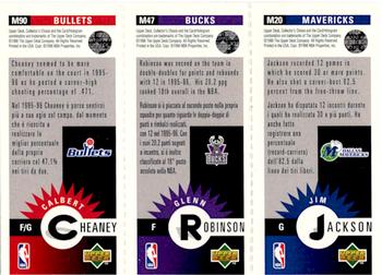 1996-97 Collector's Choice Italian - Mini-Cards Panels #M20 / M47 / M90 Jim Jackson / Glenn Robinson / Calbert Cheaney Back