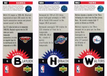 1996-97 Collector's Choice Spanish - Mini-Cards Panels #M63 / M84 / M2 Rex Walters / Jeff Hornacek / Mookie Blaylock Back