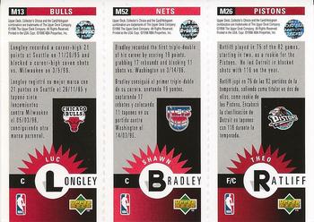 1996-97 Collector's Choice Spanish - Mini-Cards Panels #M26 / M52 / M13 Theo Ratliff / Shawn Bradley / Luc Longley Back