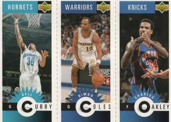 1996-97 Collector's Choice Spanish - Mini-Cards Panels #M7 / M29 / M56 Dell Curry / Bimbo Coles / Charles Oakley Front