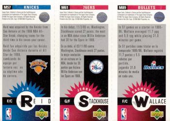 1996-97 Collector's Choice Spanish - Mini-Cards Panels #M89 / M61 / M57 Rasheed Wallace / Jerry Stackhouse / J.R. Reid Back