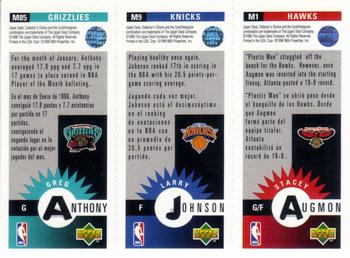 1996-97 Collector's Choice Spanish - Mini-Cards Panels #M1 / M9 / M85 Stacey Augmon / Larry Johnson / Greg Anthony Back