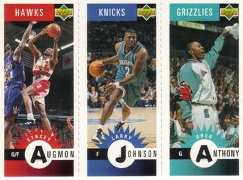 1996-97 Collector's Choice Spanish - Mini-Cards Panels #M1 / M9 / M85 Stacey Augmon / Larry Johnson / Greg Anthony Front