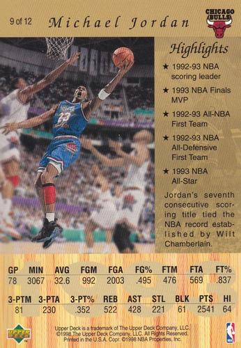1998 Upper Deck Gatorade Michael Jordan #9 Michael Jordan Back