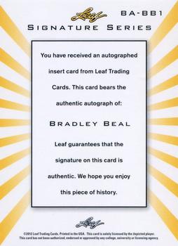 2012-13 Leaf Signature Series #BA-BB1 Bradley Beal Back