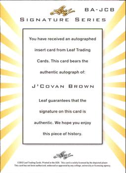 2012-13 Leaf Signature Series #BA-JCB J'Covan Brown Back