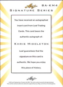 2012-13 Leaf Signature Series #BA-KM4 Khris Middleton Back