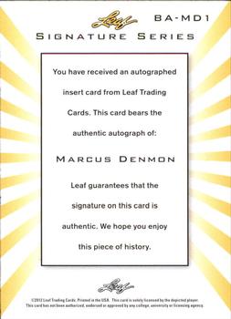 2012-13 Leaf Signature Series #BA-MD1 Marcus Denmon Back