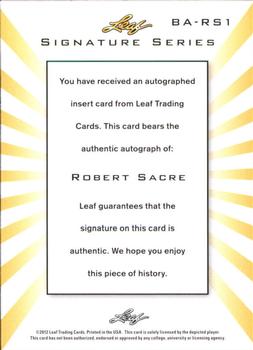 2012-13 Leaf Signature Series #BA-RS1 Robert Sacre Back