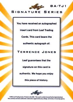 2012-13 Leaf Signature Series #BA-TJ1 Terrence Jones Back