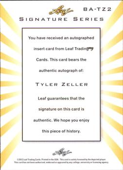 2012-13 Leaf Signature Series #BA-TZ2 Tyler Zeller Back