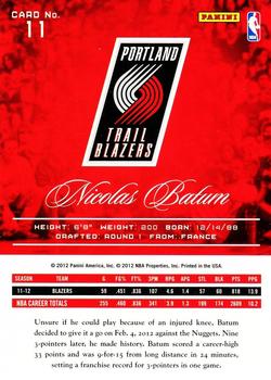2012-13 Panini Prestige #11 Nicolas Batum Back