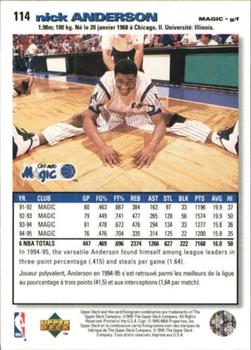 1995-96 Collector's Choice French I #114 Nick Anderson Back