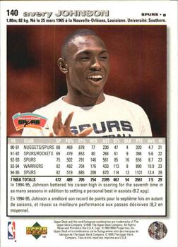 1995-96 Collector's Choice French I #140 Avery Johnson Back