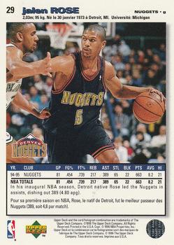 1995-96 Collector's Choice French II #29 Jalen Rose Back