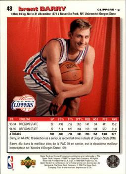 1995-96 Collector's Choice French II #48 Brent Barry Back