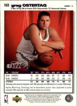 1995-96 Collector's Choice French II #103 Greg Ostertag Back