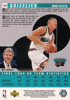 1995-96 Collector's Choice French II #138 Bryant Reeves Back