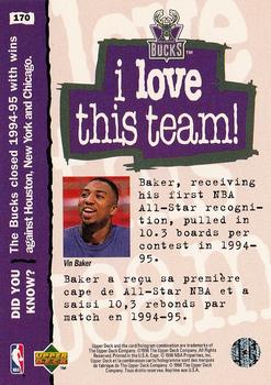 1995-96 Collector's Choice French II #170 Vin Baker Back