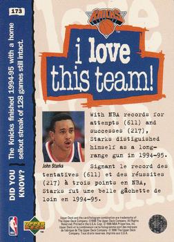 1995-96 Collector's Choice French II #173 John Starks Back
