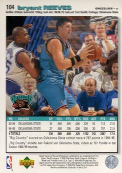 1995-96 Collector's Choice German II #104 Bryant Reeves Back
